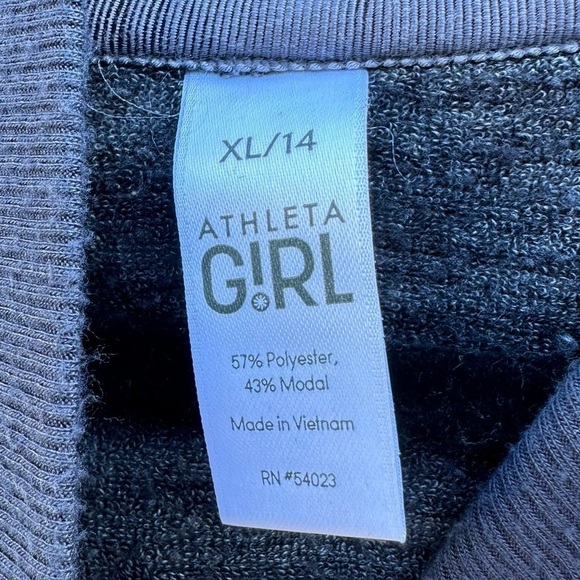 Athleta girl cross cross back hoodie heathered grey Sz XL/14 - Picture 5 of 11